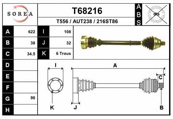 EAI T68216 Drive shaft T68216