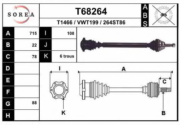 Axle shaft Seat Arosa: T68264 EAI Drive shaft