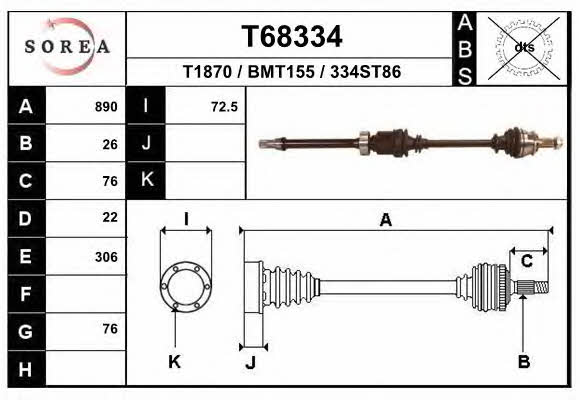 Driveshaft Mini Cooper: T68334 EAI Drive shaft