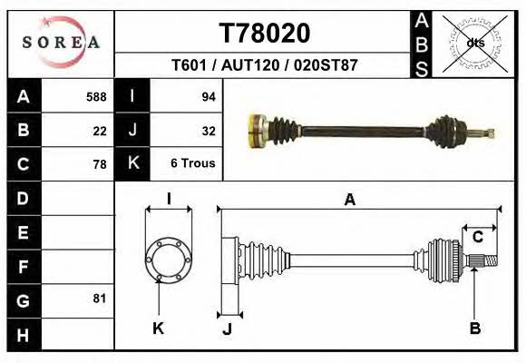 EAI T78020 Drive shaft T78020