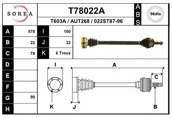 EAI T78022A Drive shaft T78022A