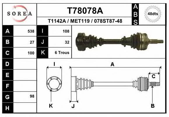 EAI T78078A Drive shaft T78078A