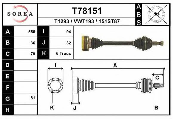 EAI T78151 Drive shaft T78151 T78151 EAI Drive shaft