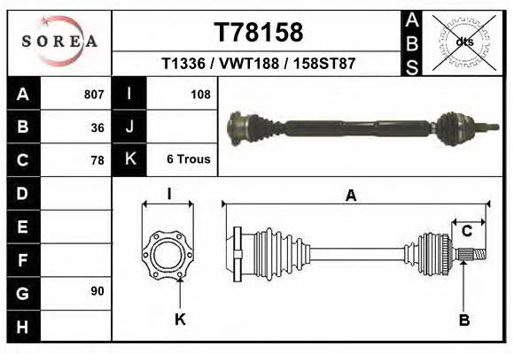 Axle shaft Volkswagen Bora: T78158 EAI Drive shaft