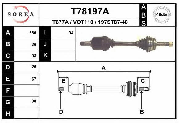 CV axle Volvo C70: T78197A EAI Drive shaft