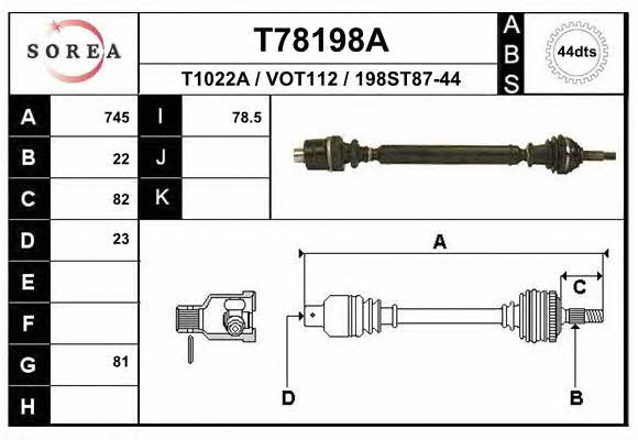 EAI T78198A Drive shaft T78198A