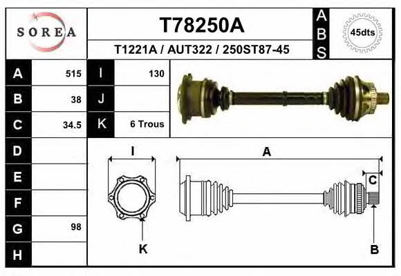 EAI T78250A Drive shaft T78250A