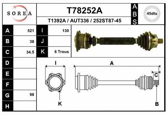 EAI T78252A Drive shaft T78252A