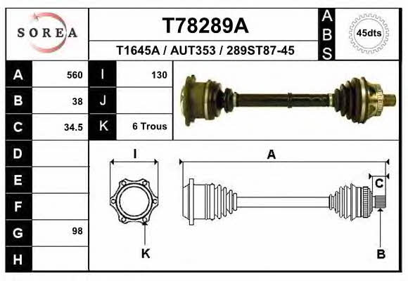 EAI T78289A Drive shaft T78289A