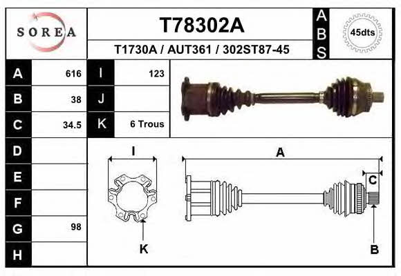 EAI T78302A Drive shaft T78302A T78302A EAI Drive shaft