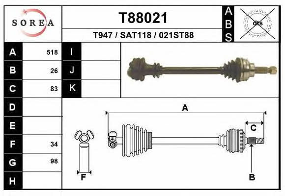 EAI T88021 Drive shaft T88021