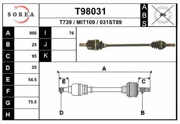 EAI T98031 Drive shaft T98031