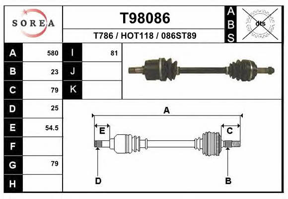 EAI T98086 Drive shaft T98086