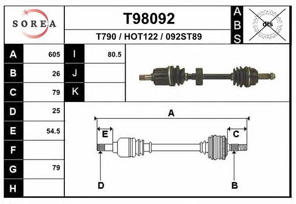 EAI T98092 Drive shaft T98092