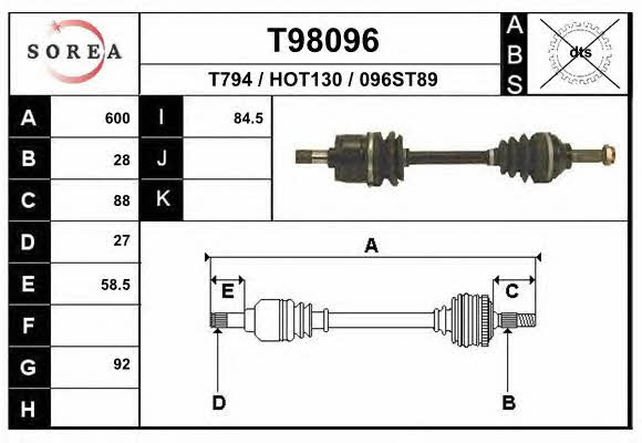 EAI T98096 Drive shaft T98096