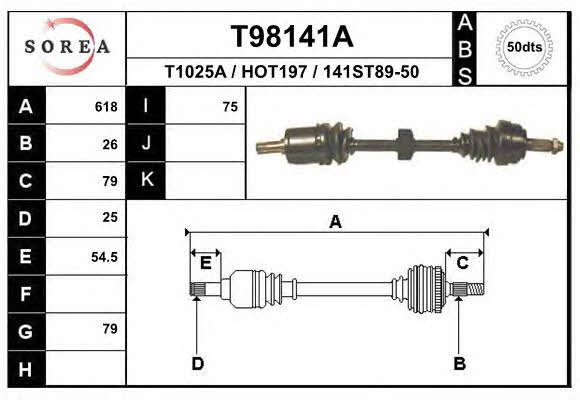 Axle shaft Honda CRX: T98141A EAI Drive shaft