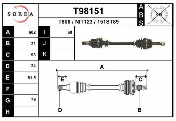 EAI T98151 Drive shaft T98151