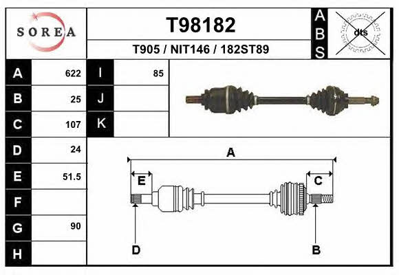 EAI T98182 Drive shaft T98182