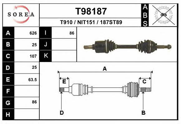 EAI T98187 Drive shaft T98187