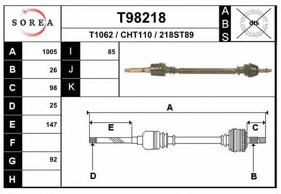 EAI T98218 Drive shaft T98218