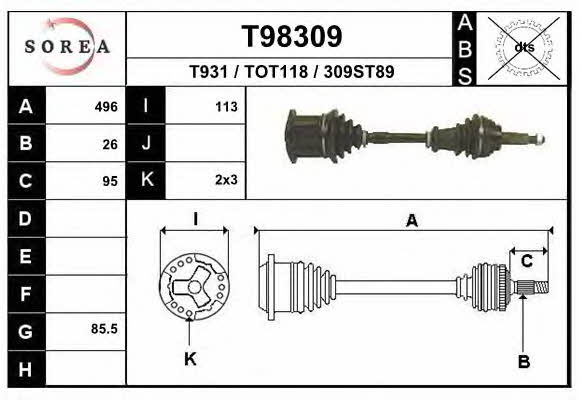 EAI T98309 Drive shaft T98309
