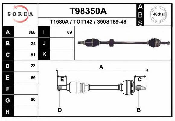 EAI T98350A Drive shaft T98350A