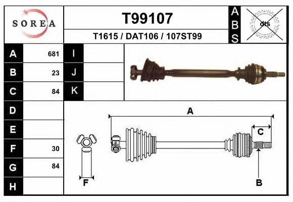 EAI T99107 Drive shaft T99107 T99107 EAI Drive shaft