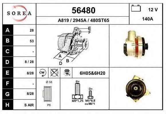 EAI 56480 Alternator 56480