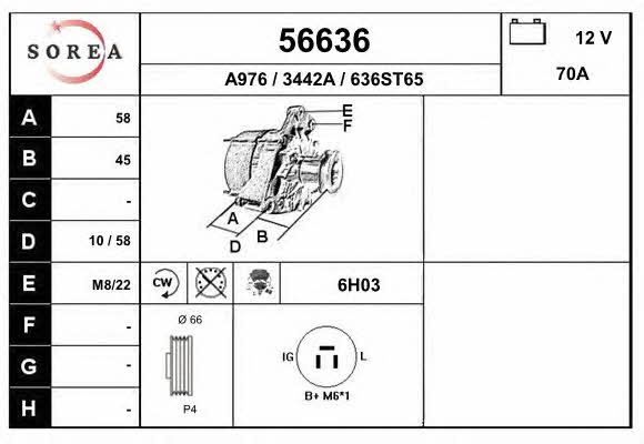 EAI 56636 Alternator 56636