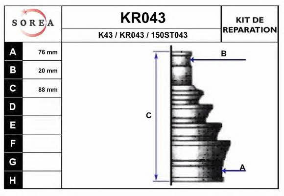 EAI KR043 Bellow, driveshaft KR043