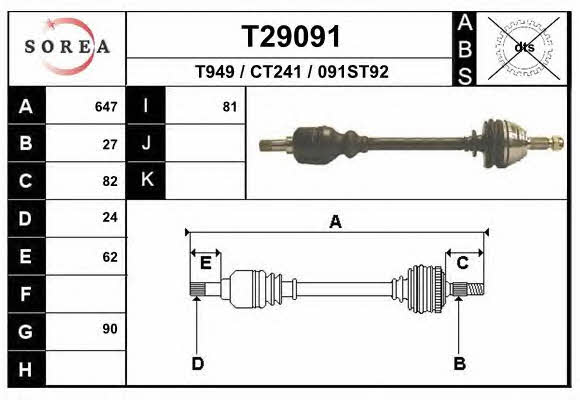 EAI T29091 Drive shaft T29091