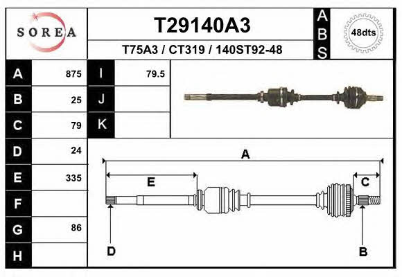 EAI T29140A3 Drive shaft T29140A3