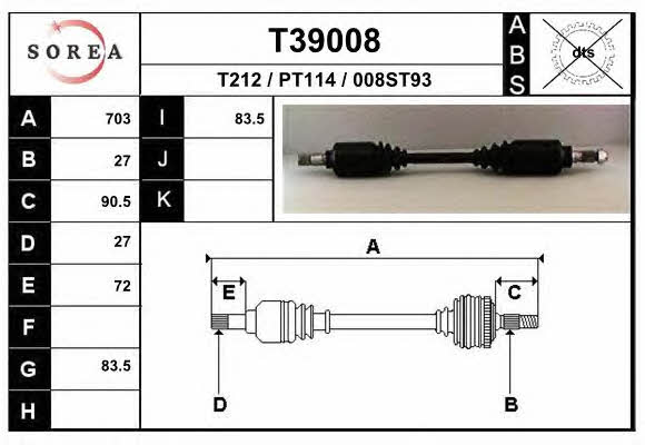 EAI T39008 Drive shaft T39008