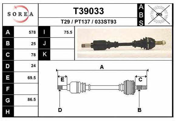 EAI T39033 Drive shaft T39033