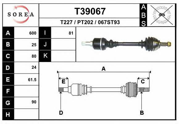 EAI T39067 Drive shaft T39067