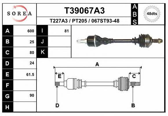 EAI T39067A3 Drive shaft T39067A3