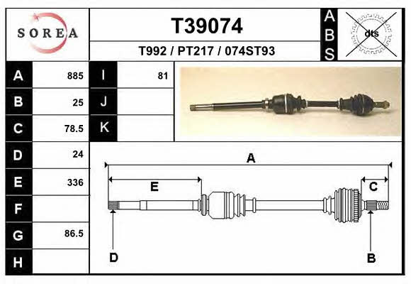 EAI T39074 Drive shaft T39074