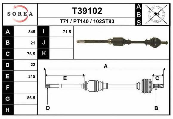 EAI T39102 Drive shaft T39102