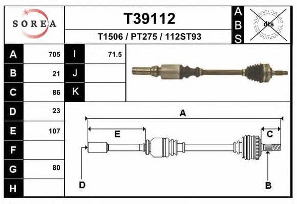 EAI T39112 Drive shaft T39112