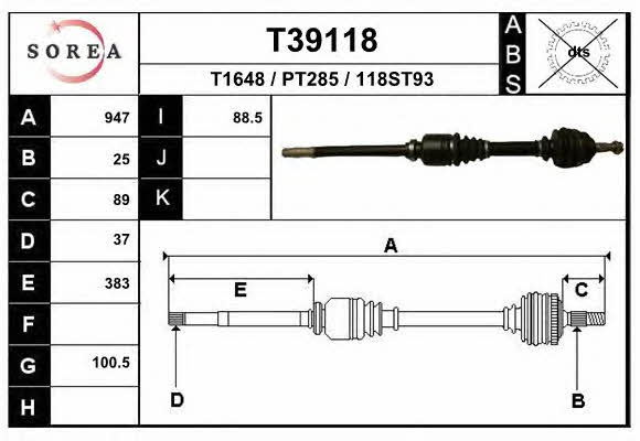 EAI T39118 Drive shaft T39118