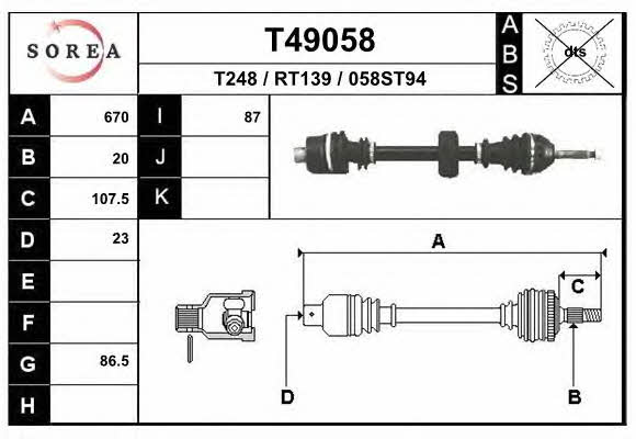 EAI T49058 Drive shaft T49058