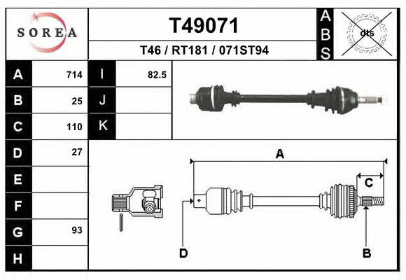 EAI T49071 Drive shaft T49071