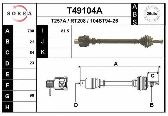 EAI T49104A Drive shaft T49104A