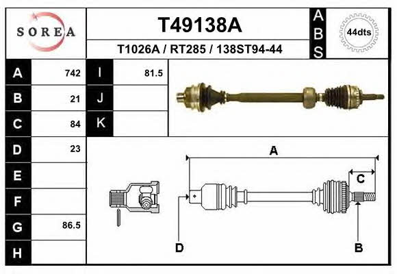 EAI T49138A Drive shaft T49138A