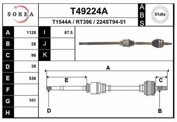 EAI T49224A Drive shaft T49224A
