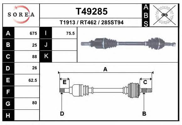 EAI T49285 Drive shaft T49285