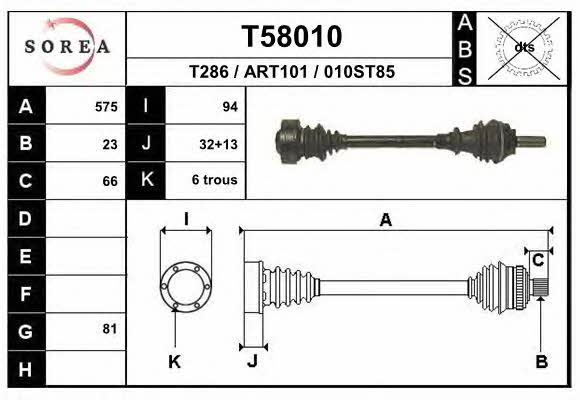 EAI T58010 Drive shaft T58010
