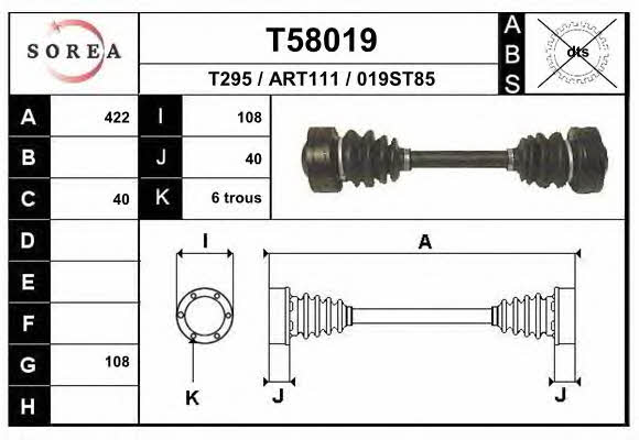 EAI T58019 Drive shaft T58019
