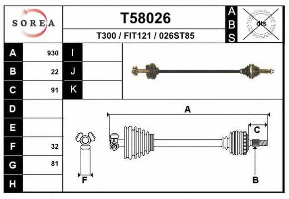 EAI T58026 Drive shaft T58026