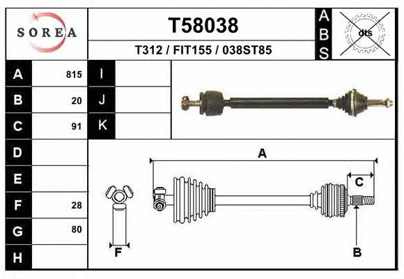 EAI T58038 Drive shaft T58038